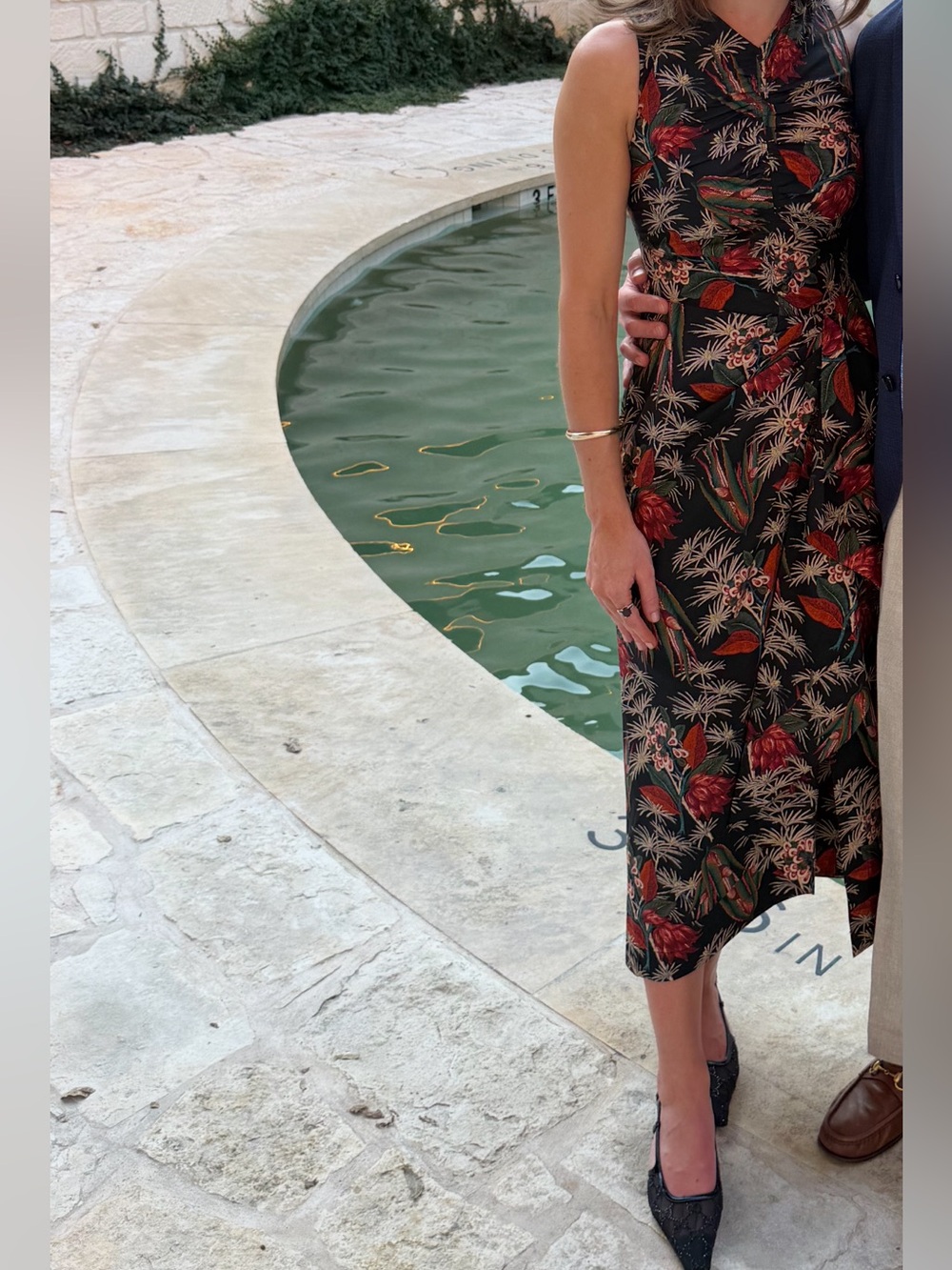 Ulla Johnson Black Midi Dress with Red Floral Print